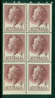 Australia-1957-QEII-Definitive-4d-claret-booklet-pane-MLH