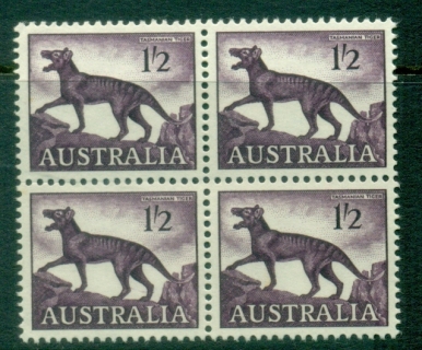 Australia-1959-64-QEII-Definitive-1sh2d-Tasmanian-Tiger-block-MUH