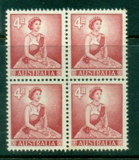 Australia-1959-64-QEII-Definitive-4d-block-light-tone-spotsMLH