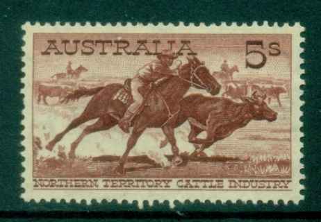Australia-1959-64-QEII-Definitive-5sh-Cattle-MLH