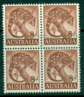 Australia-1959-64-QEII-Definitive-8d-Tiger-Cat-block-tone-spot-MLH
