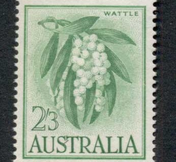 Australia-1959-64-Wattle-2-3d-green-on-white-MUH