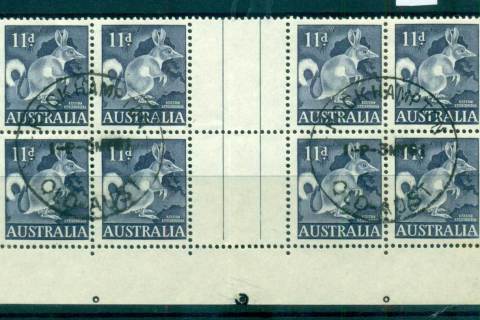 Australia-1961-Rabbit-Bandicoot-11d-Gutter-FDI-Block-8-FU-lot66259