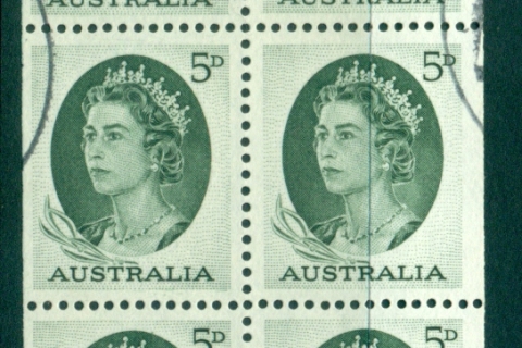 Australia-1963-QEII-5d-green-Booklet-Pane-FU-lot34676