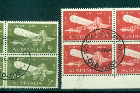 Australia-1964-First-Airmail-Service-FDI-Blocks-4-FU-lot66338