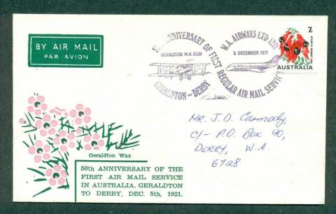 Australia-1971-50th-Anniv-First-Airmail-Service-Geraldton-to-Derby-8-Dec-71-lot42661