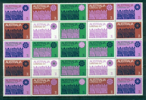 Australia-1971-Xmas-cream-paper-Blk-25-MUH-lot63844