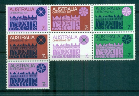 Australia-1971-Xmas-cream-paper-Blk-7-MUH-lot63843