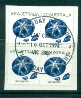 Australia-1974-10c-Star-Sapphire-Blk-4-on-piece-FDI-FU-lot34397