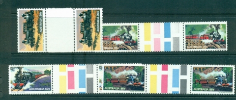 Australia-1979-Trains-Gutter-Pairs-MUH-lot33987