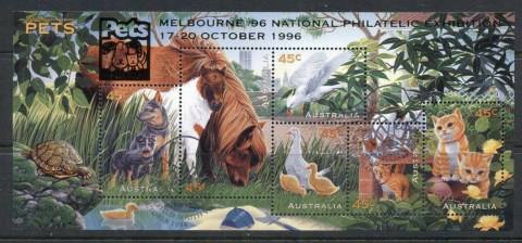 Australia-1999-Pets-Opt.jpg.-Melbourne-National-Philatelic-Exhibition-MS-CTO