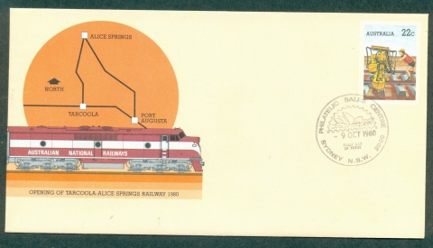 Australia-1980-Opening-of-Tarcoola-Alice-Springs-Railway-PSE-Sydney-FDI-lot37006