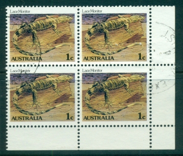 Australia-1982-1c-Lace-Monitor-Blk-4-FU-lot34438