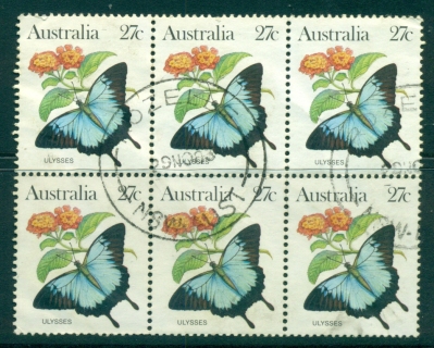 Australia-1983-Butterflies-27c-Blk-6-FU-lot34385