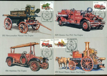 Australia-1983-Fire-Engines-4x-Maxicards-lot80427