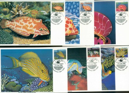 Australia-1984-Marine-Life-6x-Maxicards-lot80467