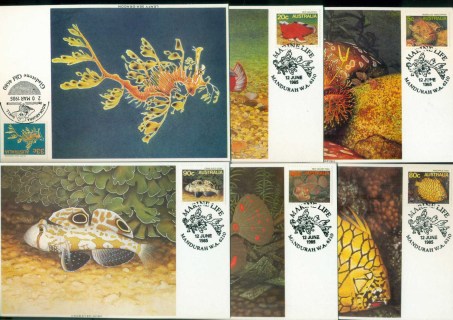 Australia-1985-Marine-Life-6x-Maxicards-lot80409