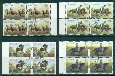 Australia-1986-Horses-4x-Blks-4-CTO-lot34503