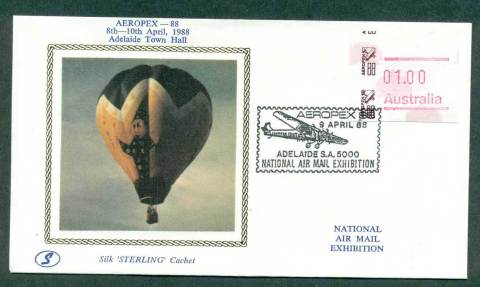 Australia-1988-Aeropex-Adelaide-Ssterling-Silk-Cachet-FRAMA-FDC-9-Apr-88-lot42660