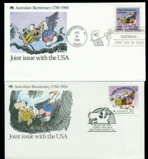 Australia-1988-Bicentenary-USA-2x-FDC-Lot19821