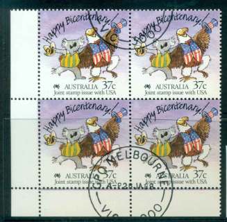 Australia-1988-Bicentenary-USA-Blk-4-CTO-lot52210