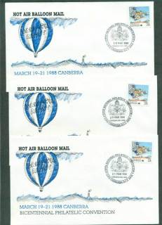 Australia-1988-Canberra-National-Philatelic-Convention-3xFDC-lot52335