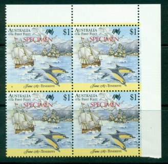 Australia-1988-First-Fleet-1-Teneriffe-SPECIMEN-Blk-4-MUH-Lot23986