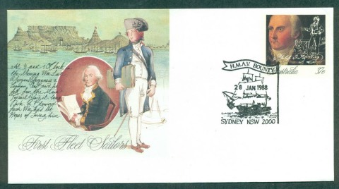 Australia-1988-First-Fleet-Sailors-HMAV-Bounty-Pictorial-Postmark-PSE-FDI-lot52230