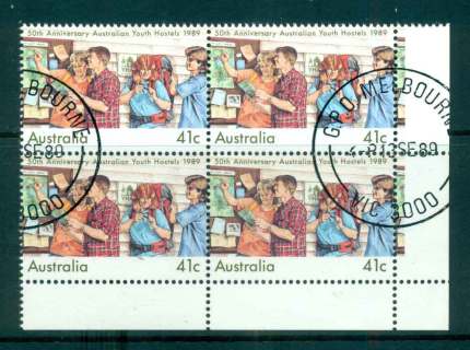 Australia-1989-Youth-Hostels-Blk-4-CTO-lot52172