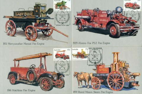 Australia-1983-Fire-Engines-4x-Maxicards-lot80427