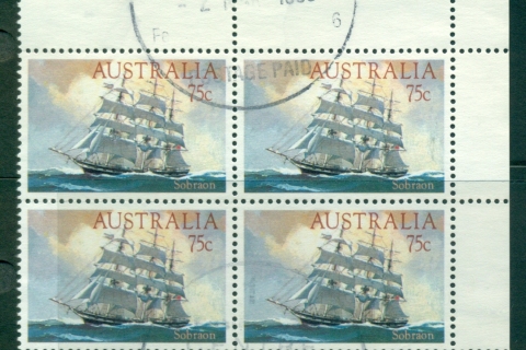 Australia-1984-Clipper-Ships-75c-Blk-4-FU-lot34410