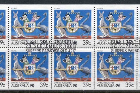 Australia-1988-Living-Together-39c-booklet-pane-FU