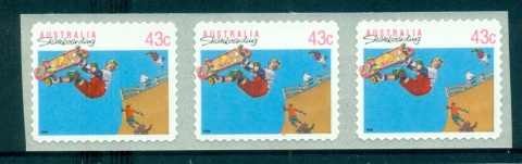 Australia-1990-43c-Skateboarding-PS-Str-3-MUH-lot34588