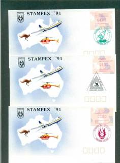 Australia-1991-STAMPEX-91-FRAMA-3xFDC-lot52375