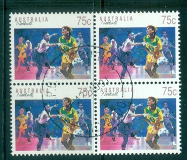 Australia-1991-Sports-75c-Netball-Blk-4-CTO-lot34371