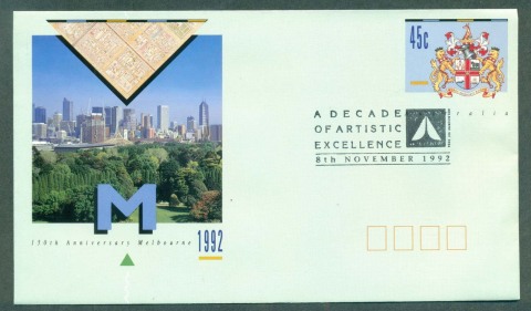 Australia-1992-A-Decade-of-Artistic-Excellence-Postmark-FDI-PSE-lot52282