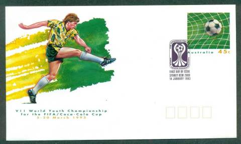 Australia-1993-FIFA-World-Youth-Soccer-Pictorial-Postmark-FDI-PSE-lot52288