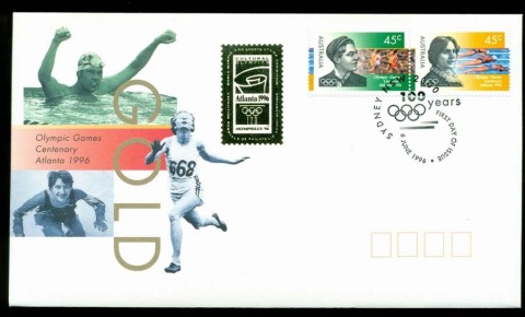 Australia-1996-Olympics-Gold-Logo-45c-FDC-Lot19531