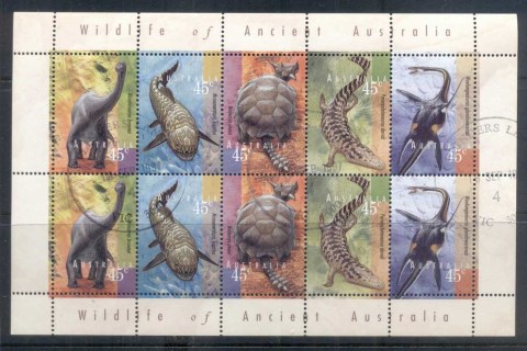 Australia-1997-Prehistoric-Animals-sheetlet-FU