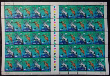 Australia-1998-45c-Seadragon-Dolphin-prs-CTO-Sheet-FV-22