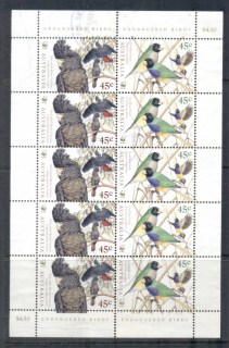 Australia-1998-Endangered-Birds-45c-sheetlet-FU