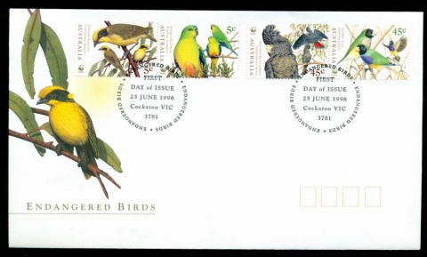 Australia-1998-Endangered-Birds-FDC-Lot19483