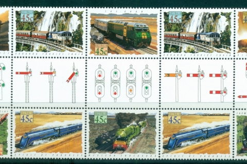 Australia-1993-Trains-Gutter-Blk-10-MUH-lot34607