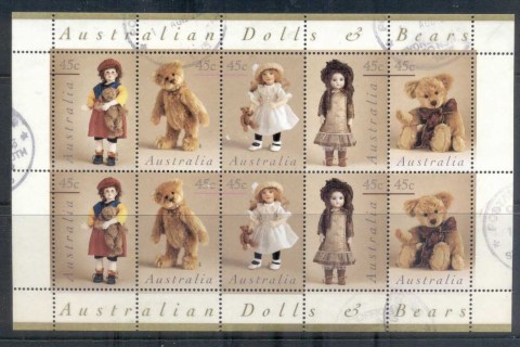 Australia-1997-Dolls-Bears-sheetlet-FU