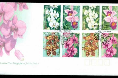 Australia-1998-Native-Orchids-Joint-Singapore-FDC-Lot19487