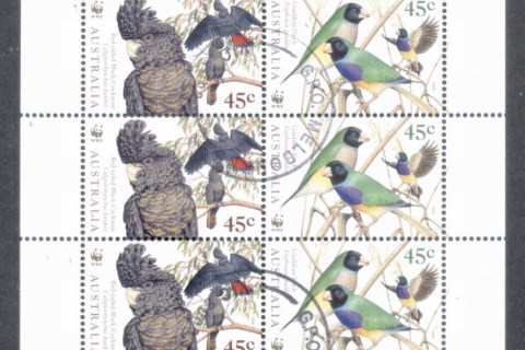 Australia-1998-WWF-Endangered-Birds-45c-sheetlet-CTO