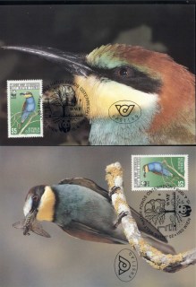 Austria 1988 WWF European Bee-eater 2xMaxicards