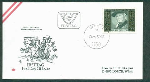 Austria-1977-Fritz-Hermanovsky-Orlando-FDC-lot32233