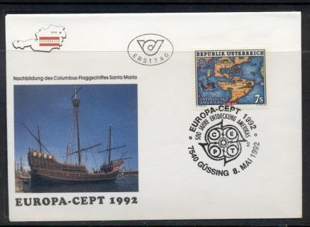 Austria-1992-Europa-Columbus-Discovery-of-America-FDC