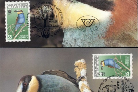 Austria 1988 WWF European Bee-eater 2xMaxicards